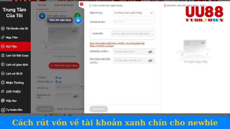 Cách rút vốn về tài khoản xanh chín cho newbie