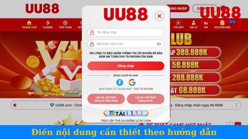 Điền nội dung cần thiết theo hướng dẫn